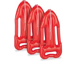 opblaasfiguur reddingsboei - set van 3 - carnaval - met touw - rood