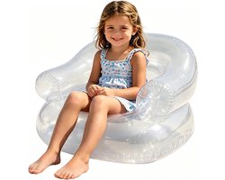 Opblaasstoel - Draagbare PVC Bank - Kamperen en Buiten - Slijtvast en Kindveilig - 50x40 cm - Transparant
