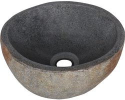 Opbouw waskom Differnz Boomer rond 21cm natuursteen grijs