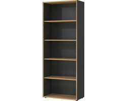 Open archiefkast Robert 196 cm 4 legplanken - antraciet/eik