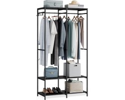 Open kledingkast - Garderobekast - afneembare haken - zwart - 40 x 94,5 x 180 cm,