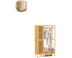 Open Kledingkast - Slaapkamer - Kledingkasten - Ladekasten - Kledingrek - Dressing Kasten - Organizer - Bamboe - Natuurlijk