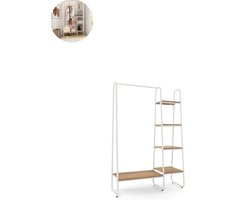 Open Kledingkast - Slaapkamer - Kledingkasten - Ladekasten - Kledingrek - Dressing Kasten - Organizer - Metaal - Wit