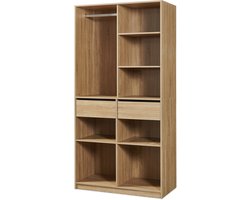 Open kledingkast Vippsaki met 7 vakken 2 lades 200x100x50 cm eikenkleurig [en.casa]