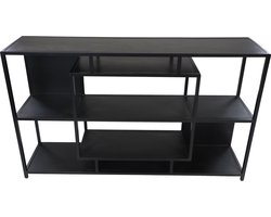 Open vakken dressoir - 150x35x90 - Zwart - Mangohout/ijzer