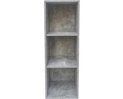 Open Vakkenkast met 3 Vakken - Industrieel Grijs Beton - Multifunctionele Wandkast