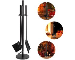 Openhaard set 3 delig zwart – Haardset – Openhaardset – Open haard gereedschaap – Inclusief pook, schep, bezem