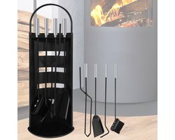 Openhaard set - Haardset zwart - 5-deligs haardgereedschap - haardstel - open haard set
