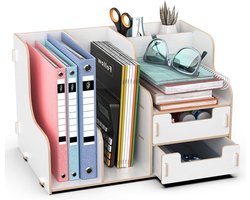 Opgeruimde desktop organizer - Kantoorbureau stationaire opslag - Magazine File Holder - Document Rack voor boeken, pennen en notebooks