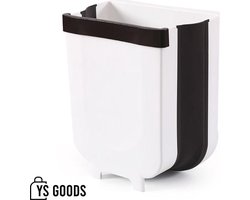 Ophang afvalbak uitklapbaar - Afvalscheiding prullenbak - Ruimtebesparend GFT aanrecht vuilnisbak - Afval organizer keuken/ aanrecht bakje -  5 liter - Wit