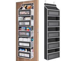 Ophangbare opbergtas met 5 lagen - Inclusief 5 planken en 5 zijvakken van gaas - Ontwerp met meerdere compartimenten - Ideaal voor badkamers, slaapkamers, kinderkamers en keukens - 145*40*17cm -Zwart