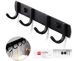 Ophanghaken - Keukenhaakjes - Keukenrail met 4 haken - Handdoekhaakjes - Wandhaak - Keukenhaak - Handdoek- en Kapstokhaken - keukenrail organizer ophanging
