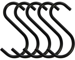 Ophanghaken - S-Haken - 5 stuks - Kleding haken - S-Haak - 15KG belastbaar - Metaal - Losse haken voor theedoeken - Handdoekhaak voor in de keuken - S-Haken - Keukenhaak - 6 cm - Zwart