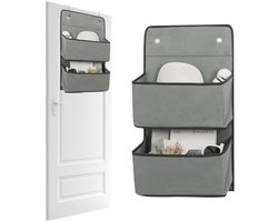 Ophangopslag, badkamerorganizer met 2 vakken, badkaast met 2 haken, deurorganizer voor badkamer, kleuterschool, woonkamer, slaapkamer (grijs)