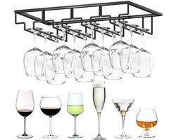 Ophangrek Wijnglazen - Wijnrek - Ophangrek - Glazenrek - Wijn Glas Rek - Wijnglas Houder - Wijnglazenhouder - Wijnglazen organizer - glasophangrek - Wijnglas Rek - Bar, Keuk - Zwart