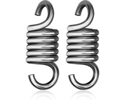 Ophangsysteem - 2 Stuks - Plafondhaak - Verende Ophanging - Hangstoel bevestigingsmaterialen - Voor Hangstoel, Schommelstoel, Bokszak - Staal - Zilver