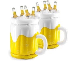 Ophlaasbare Koeler - 2 Stuks Bierbeker Drijvende Koeler voor Zwembadfeesten & Zomerbijeenkomsten - Duurzame Drinkkoeler & Vrijgezellenfeest Decoratie - Groot 44cm - geel - 1 Set