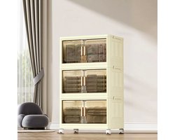 Ophy-grote opbergkast - met deur opvouwbare kunststof kast - grote opvouwbare stapelbare opbergdoos - met wielen - voor badkamer, slaapkamer, woonkamer-55*30*84cm