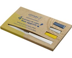 Opinel N°125 Bon Appétit Celeste Tafelmessenset - 4-delig - Multicolor - Beukenhout - RVS - Bestek - Steakmes