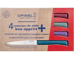 Opinel N°125 Bon Appétit+ Glam Tafelmessenset - 4-delig - Multicolor - Microkarteling - RVS - Steakmes