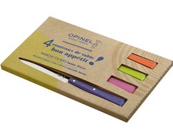 Opinel N°125 Bon Appétit Pop Tafelmessenset - 4-delig - Multicolor - Beukenhout - RVS - Bestek - Steakmes