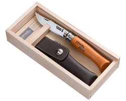 Opinel No.08 Zakmes Carbon Hout Houten kistje