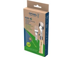 Opinel Picnic Plus reisbestek - 4-delig - RVS/beukenhout - zakmes