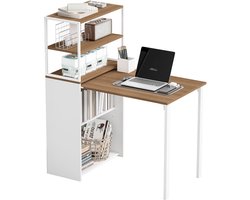 Opklapbaar bureau - keukentafel met 4 planken - computerbureau - werktafel - laptoptafel - 105 x 60 x 127 cm - naturel hout