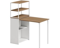 Opklapbaar Bureau - Keukentafel met 4 Planken - Computerbureau - Werktafel - Laptoptafel - Computer Tafel - Bureautafel - Desk - Game Bureau - Naturel Hout