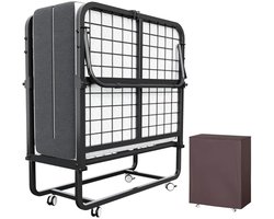 Opklapbaar Logeerbed – Voor Volwassenen – 1 Stuk – 190 x 90 cm – Met Traagschuimmatras – Metaal/Schuim
