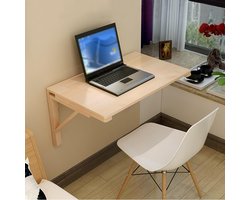 Opklapbaar Wandbureau – Wandgemonteerd Inklapbaar Bureau 120x40 cm – Massief Grenen Hout Ruimtebesparend Zwevend Bureau met Opbergplanken – HomebyNicole