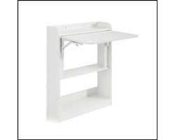 Opklapbare Computertafel Met Planken - Multifunctioneel Bureau - Ruimtebesparend Design - Wandtafel Met Opbergruimte - Wit