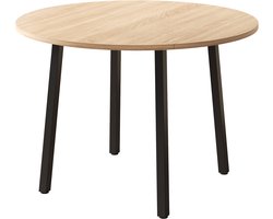 Opklapbare eettafel, 100 x 100 cm, geschikt voor 2-4 personen, rond, metalen poten, opklapbaar tafelblad, geschikt voor kleine appartementen, eikenkleur