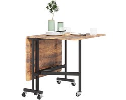 Opklapbare Eettafel, Geschikt Voor Maximaal 6 Personen, Met 6 Wielen En Remmen, Voor Kleine Ruimtes, Bruin
