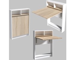 Opklapbare Eettafel - Stijlvol Eiken Design - Ruimtebesparend 70x90x15cm - Duurzaam Melamine Materiaal