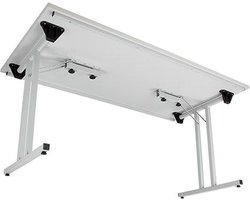 Opklapbare kantinetafel met T-poot 120cm x 80cm grijs frame grijs blad