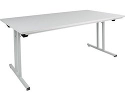 Opklapbare kantinetafel met T-poot 160cm x 80cm zwart frame beuken blad