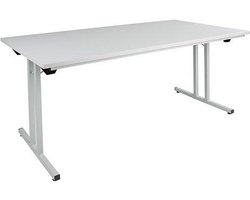Opklapbare kantinetafel met T-poot 180cm x 80cm grijs frame grijs blad