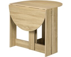 Opklapbare keuken-/eettafel met 2 uitklapbare bladen - uitschuifbare ovale tafel - gemaakt van eikenhout