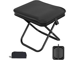 Opklapbare kruk - Visstoel - Campingkruk - Draagbaar en lichtgewicht met opbergtas - Maximaal draagvermogen 120 kg, perfect voor kamperen, wandelen, vissen, tuinieren, strand en barbecues (Zwart)