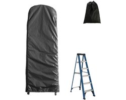 Opklapbare ladderhoes - Ladderhoes - 50 x 6,5 x 195cm - Tuinmeubelhoes - Waterdichte beschermhoes - winddicht - stofdicht - duurzaam - 210D Oxford-doek - Met opbergtas - Beschermhoes Tuinmeubelen - openlucht - Hoes voor Tuin - zwart