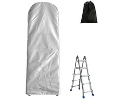 Opklapbare ladderhoes - Ladderhoes - 50 x 6,5 x 195cm - Tuinmeubelhoes - Waterdichte beschermhoes - winddicht - stofdicht - duurzaam - 210D Oxford-doek - Met opbergtas - Beschermhoes Tuinmeubelen - openlucht - Hoes voor Tuin - zilver