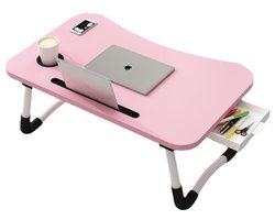 Opklapbare Laptoptafel – Bedtafel 60x40 cm – Roze –Tablethouder- Bekerhouder