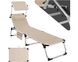 Opklapbare Ligstoel met Dak en Kussen - Ideaal voor Strand en Tuin