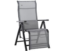Opklapbare ligstoel - Tuinstoel - Metaal - Zero Gravity relaxstoel - Verstelbare rugleuning in 9 standen - Maximaal draagvermogen 150 kg - Geschikt voor tuinen, balkons, stranden en campings - Strandstoel en ligstoel - Grijs