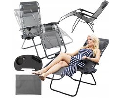 Opklapbare relaxfauteuil met nulzwaartekracht, ideaal voor tuin en strand