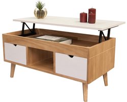 Opklapbare salontafel - Living tafel - Woonkamer decoratie - Met laden en middenhol - 100 x 50 x 47 cm