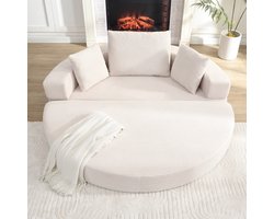 Opklapbare slaapbank met kussens, modulaire bank, katoenfluweel, lichtbeige, 173x176 cm