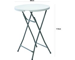 Opklapbare statafel - wit blad - grijs, metalen onderstel - 80 x 110 cm