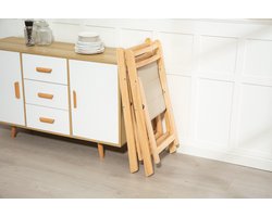 Opklapbare Stoel van Massief Hout - Draagt Tot 250 lbs (113 kg) - Ruimtebesparend Opbergen - Antislip Kussen Inclusief